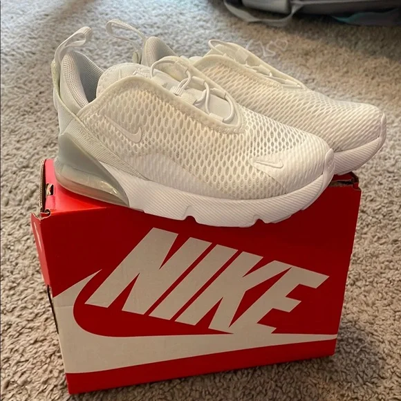 NWT/NWB - Kids Nike Air Max 270 (TD) White Sneakers Size 10C - Picture 3 of 7